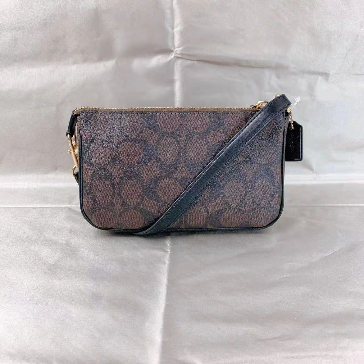 Coach C3308 Nolita 19 In Signature Canvas In Brown Black Coach C3308 Nolita 19 In Signature Canvas In Brown Black